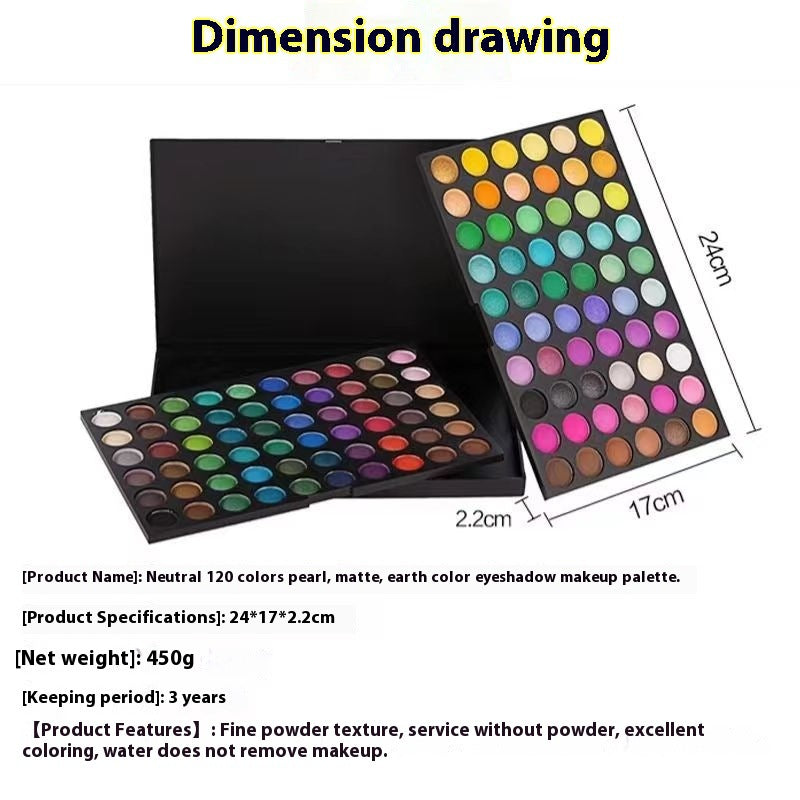 Neutral 120 colors pearl, matte, earth color eyeshadow makeup palette